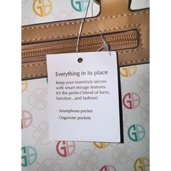 Giani Bernini Multicolor Logo Shoulder Bag Leather Trim & Handles Organizer - Picture 8 of 10